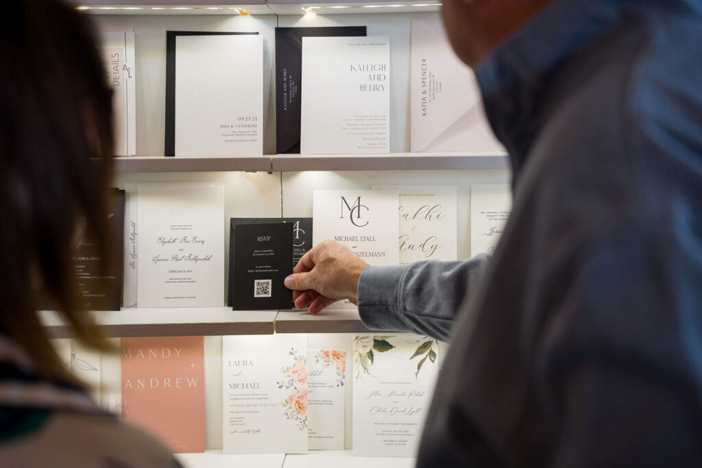 Choosing your wedding invitations at Engaged Vancouver.